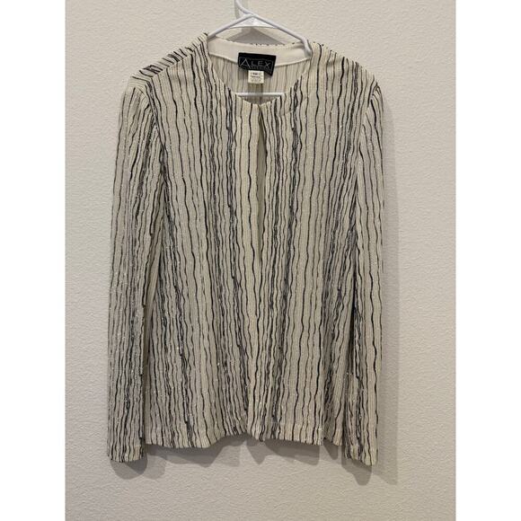 Vintage Alex Evenings White/Black/Silver Shimmer Formal‎ Jacket 12 - Picture 1 of 5